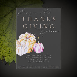 ウォーターカラーパンプキンサンクスギビングディナー招待状