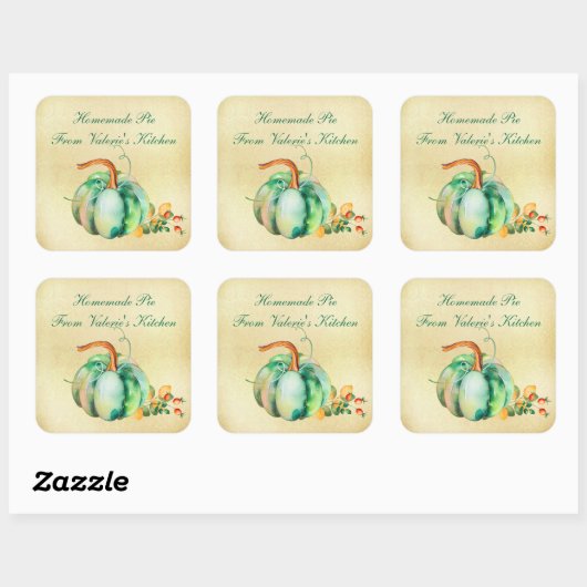 ウォーターカラーパンプキンサンクスギビングベーカリー スクエアシール (シート)