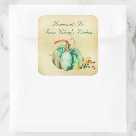 ウォーターカラーパンプキンサンクスギビングベーカリー スクエアシール (バッグ)