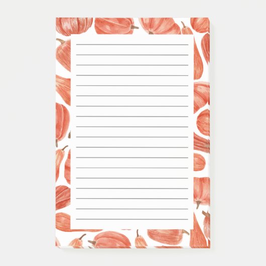 ウォーターカラーパンプキンズ秋テーマポストイットノート ポストイット (正面)