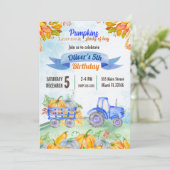 ウォーターカラーパンプキントラクタ誕生日招待状 招待状 (スタンド正面)