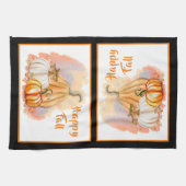 ウォーターカラーパンプキントリオハッピー秋 キッチンタオル (横)