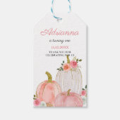 ウォーターカラーパンプキンパステルピンクローズ誕生日 ギフトタグ (正面)