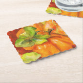 ウォーターカラーパンプキンパッチスクエア紙コースター ペーパーコースター (アングル)