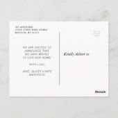 ウォーターカラーパンプキンフローラ移動休日はがき ポストカード (裏面)