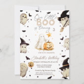 ウォーターカラーパンプキンブー幽霊ハロウィーン 招待状 (正面)