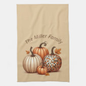 ウォーターカラーパンプキン秋秋カスタム キッチンタオル (縦)