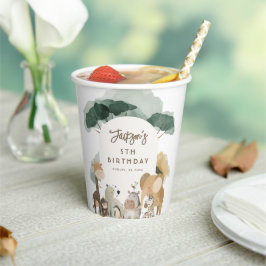 ウォーターカラーパーティーアニマル 写真 誕生日パーティー 紙コップ