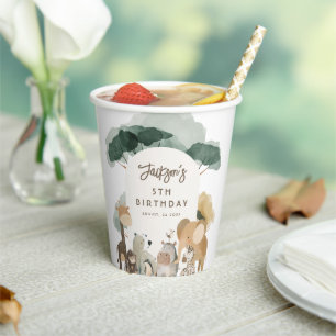 ウォーターカラーパーティーアニマル 写真 誕生日パーティー 紙コップ