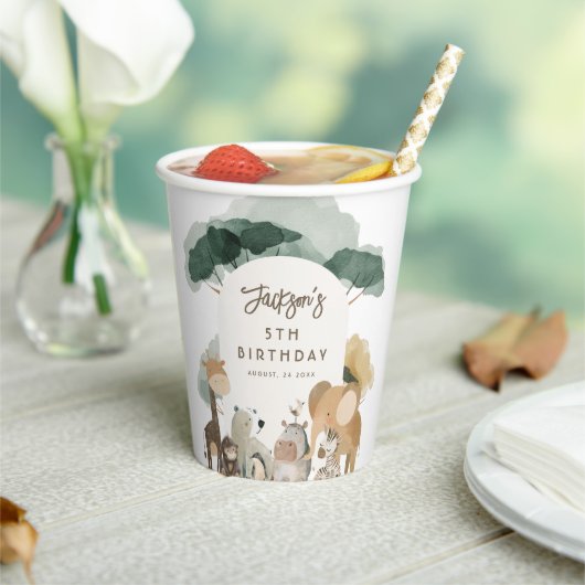 ウォーターカラーパーティーアニマル 写真 誕生日パーティー 紙コップ (インサイチュ)