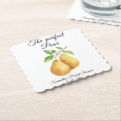 ウォーターカラーパーフェクト梨フローラブライダルシャワー ペーパーコースター (アングル)