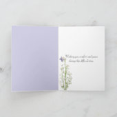 ウォーターカラーパープルアイリスブーケ悔やみや弔慰 カード (内部)