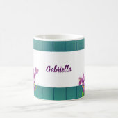 ウォーターカラーパープルアイリスボタニカルアートフローラ コーヒーマグカップ (中央)