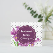 ウォーターカラーパープルアイリスボタニカルアートフローラ ポストカード (スタンド正面)