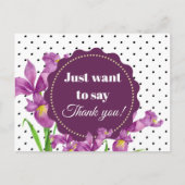 ウォーターカラーパープルアイリスボタニカルアートフローラ ポストカード (正面)