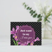 ウォーターカラーパープルアイリスボタニカルアートフローラ ポストカード (スタンド正面)