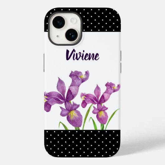 ウォーターカラーパープルアイリスボタニカルアートフローラ Case-Mate iPhoneケース (裏面)