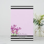 ウォーターカラーパープルアイリスボタニカルイラストレーション 便箋 (スタンド正面)