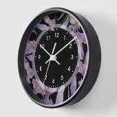 ウォーターカラーパープルアイリスボタニカルイラストレーション 壁時計 (傾斜)