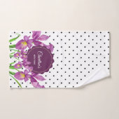 ウォーターカラーパープルアイリス白黒水玉模様 バスタオルセット (ハンドタオル)