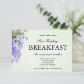 ウォーターカラーパープルウィステリア結婚ズブレックファーストRSVP 出欠カード (スタンド正面)
