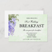 ウォーターカラーパープルウィステリア結婚ズブレックファーストRSVP 出欠カード (正面/裏面)