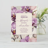 ウォーターカラーパープルオーキッドブライダルシャワー 招待状 (スタンド正面)