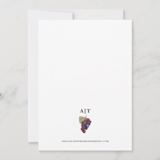 ウォーターカラーパープルグレープつる植物ビネヤードズ結婚ズ 招待状 (裏面)