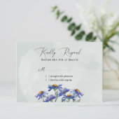 ウォーターカラーパープルデイジー素朴セージグリーンイベント 出欠カード (スタンド正面)