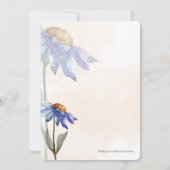 ウォーターカラーパープルデイジー素朴ピーチ結婚ーズ 招待状 (裏面)