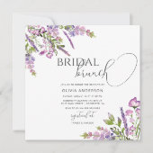 ウォーターカラーパープルフローラブライダルブランチ招待状 招待状 (正面)