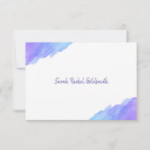 ウォーターカラーパープルブルーこうもりバー(ユダヤ教の)バル・ミツバー詳細 招待状 (裏面)