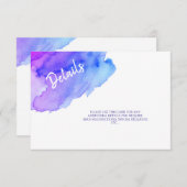 ウォーターカラーパープルブルーこうもりバー(ユダヤ教の)バル・ミツバー詳細 招待状 (正面/裏面)