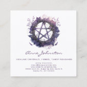 ウォーターカラーパープルペンタグラムリース スクエア名刺 (裏面)