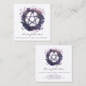 ウォーターカラーパープルペンタグラムリース スクエア名刺 (正面/裏面)