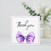 ウォーターカラーパープルボウ甘い16誕生日 サンキューカード (スタンド正面)