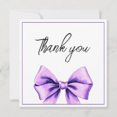 ウォーターカラーパープルボウ甘い16誕生日 サンキューカード (正面)