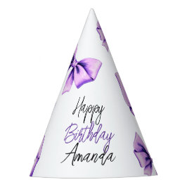 ウォーターカラーパープルボウ甘い16誕生日 パーティーハット