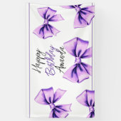 ウォーターカラーパープルボウ甘い16誕生日 横断幕 (縦)