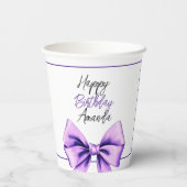 ウォーターカラーパープルボウ甘い16誕生日 紙コップ (裏面)