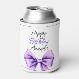 ウォーターカラーパープルボウ甘い16誕生日 缶クーラー