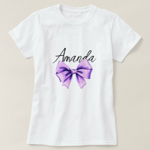 ウォーターカラーパープルボウ甘い16誕生日 Tシャツ