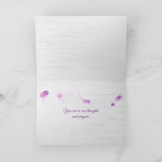 ウォーターカラーパープルポピー悔やみや弔慰 カード (内部)