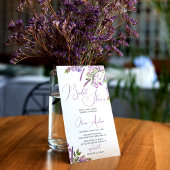 ウォーターカラーパープルラベンダーブライダルシャワー 招待状