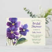 ウォーターカラーパープルヴィオレットブライダルシャワー 招待状 (スタンド正面)