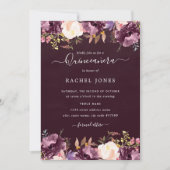 ウォーターカラーパープル開花キンセアニェラ招待状 招待状 (正面)