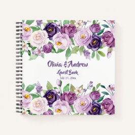 ウォーターカラーパープル&ラベンダーバラズゲストブック ノートブック