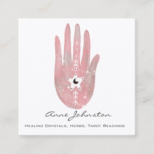 ウォーターカラーパームアンドスタースクエアビジネスカード スクエア名刺 (正面)