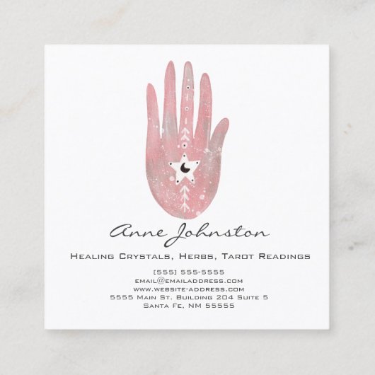 ウォーターカラーパームアンドスタースクエアビジネスカード スクエア名刺 (裏面)