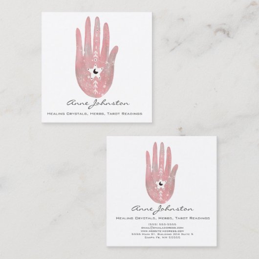 ウォーターカラーパームアンドスタースクエアビジネスカード スクエア名刺 (正面/裏面)